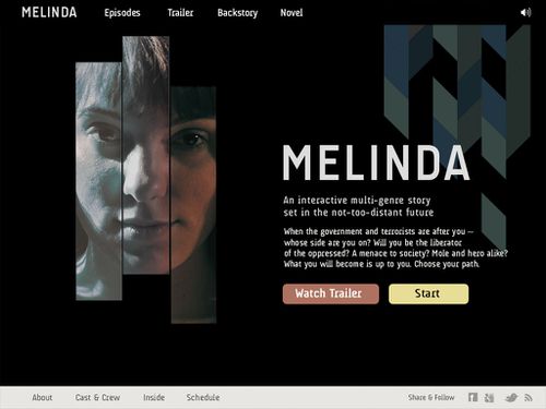 Melinda web app title screen